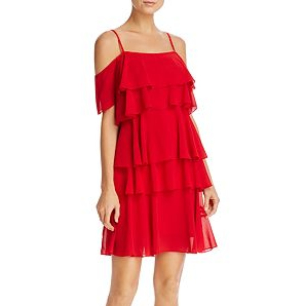 Nanette Lepore Cold Shoulder Tiered Shift Dress